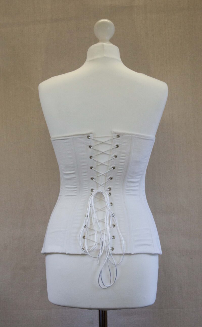 1820s Biedermeier Corset, White Cotton Regency Long Stays, Wooden Busk Regency Stays