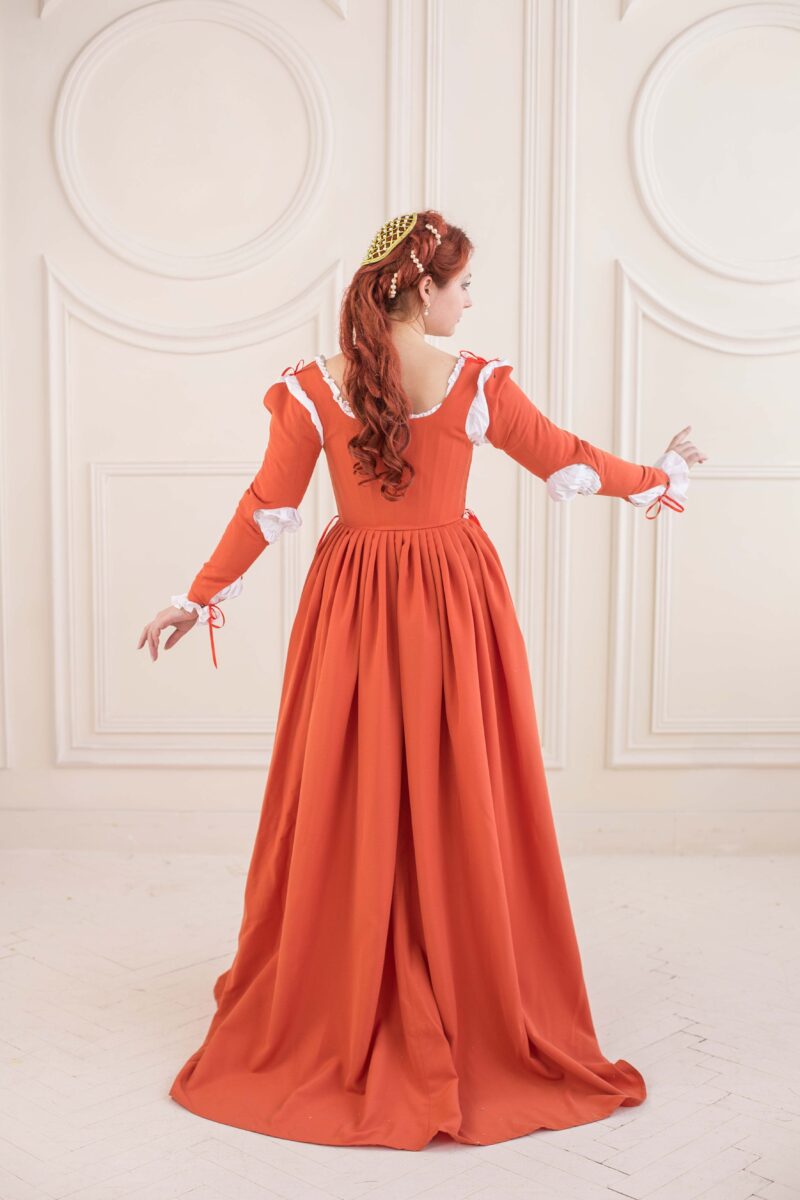 Renaissance Townswoman Dress, 1490s Red Linen Gown, Renfaire Earthly Gown, Renaissance Kirtle - Image 7