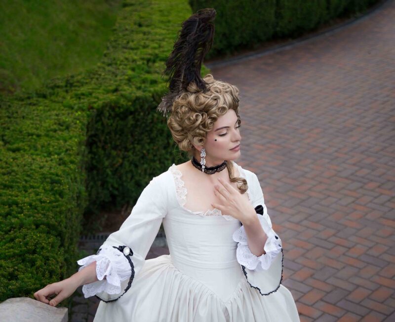 Grey and Black Rococo Dress, 18th Century Silver Gown, Georgian Wedding Dress - Image 2