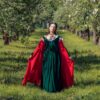 Red Renaissance Wedding Cape, Medieval One Size Cape, LARP Elvish Fantasy Cape - Image 2