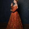 Red and Gold Renaissance Dress, Terracota Red Elizabethan Gown, English Tudor Kirtle - Image 5
