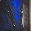 Edwardian 1890s Gown, Victorian Black and Blue Dress, Gothic Wedding Dress, Lace and Crystals Gown - Image 10