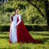 Red Renaissance Wedding Cape, Medieval One Size Cape, LARP Elvish Fantasy Cape - Image 4