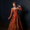 Red and Gold Renaissance Dress, Terracota Red Elizabethan Gown, English Tudor Kirtle