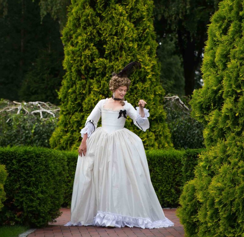 Grey and Black Rococo Dress, 18th Century Silver Gown, Georgian Wedding Dress - Image 3