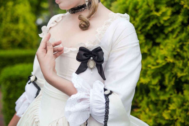 Grey and Black Rococo Dress, 18th Century Silver Gown, Georgian Wedding Dress - Image 5