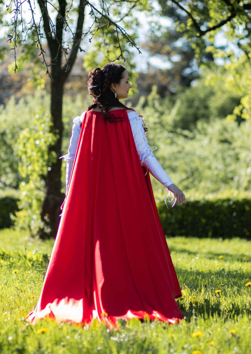 Red Renaissance Wedding Cape, Medieval One Size Cape, LARP Elvish Fantasy Cape - Image 12