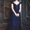 Edwardian 1890s Gown, Victorian Black and Blue Dress, Gothic Wedding Dress, Lace and Crystals Gown - Image 12