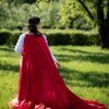 Red Renaissance Wedding Cape, Medieval One Size Cape, LARP Elvish Fantasy Cape - Image 7