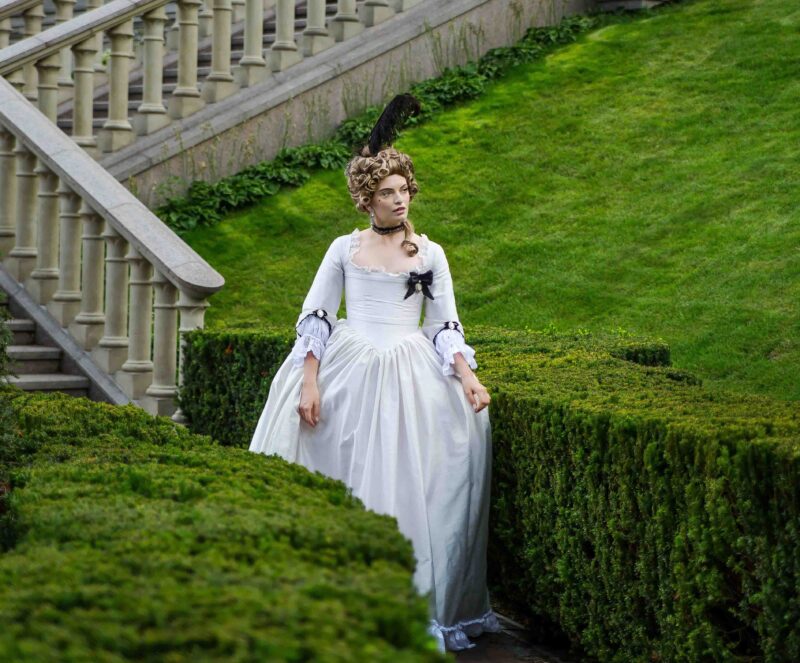 Grey and Black Rococo Dress, 18th Century Silver Gown, Georgian Wedding Dress