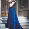 Edwardian 1890s Gown, Victorian Black and Blue Dress, Gothic Wedding Dress, Lace and Crystals Gown - Image 3