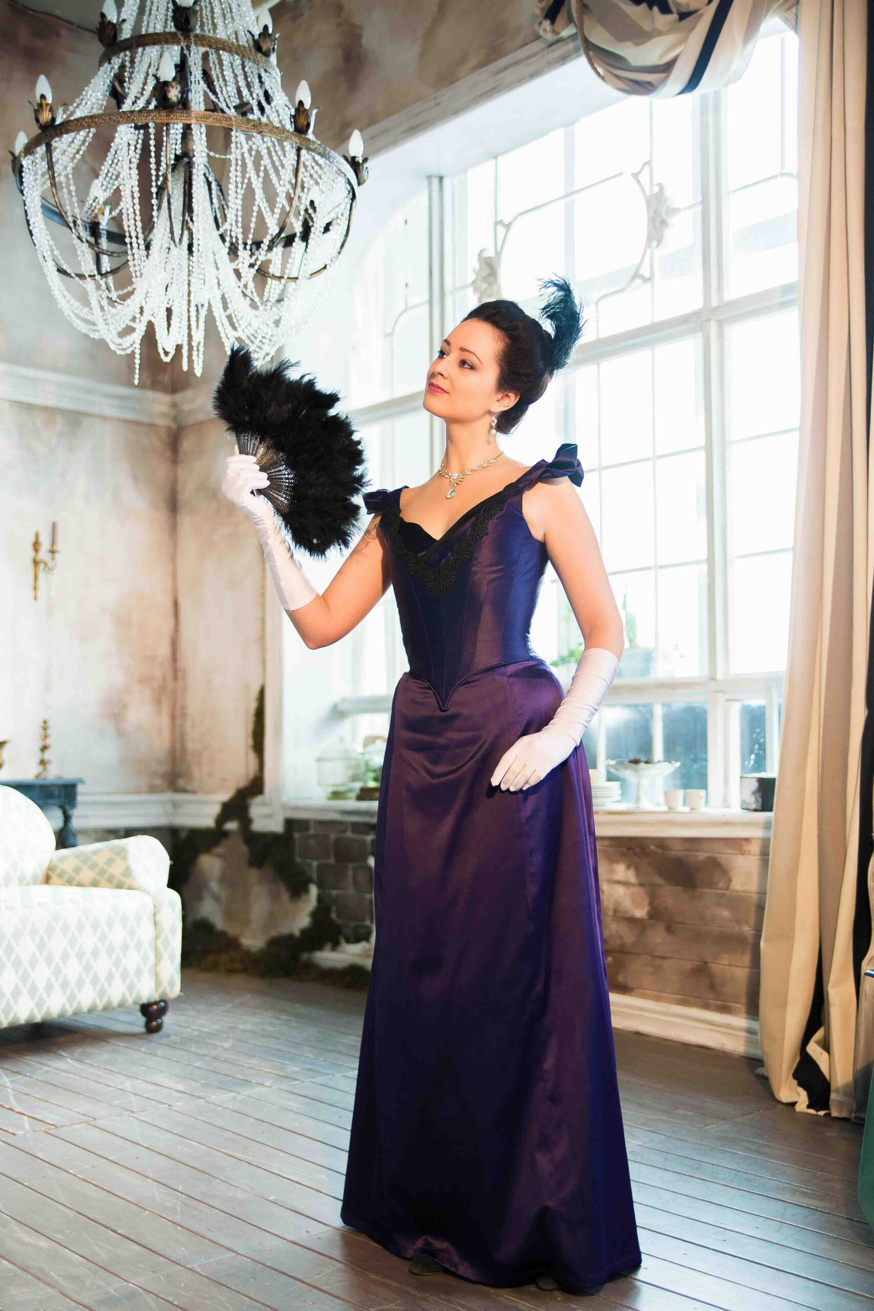 Purple 1890s Dress, Gothic Victorian Gown, Violet Belle Epoque Ballgown   Fiorentina Costuming