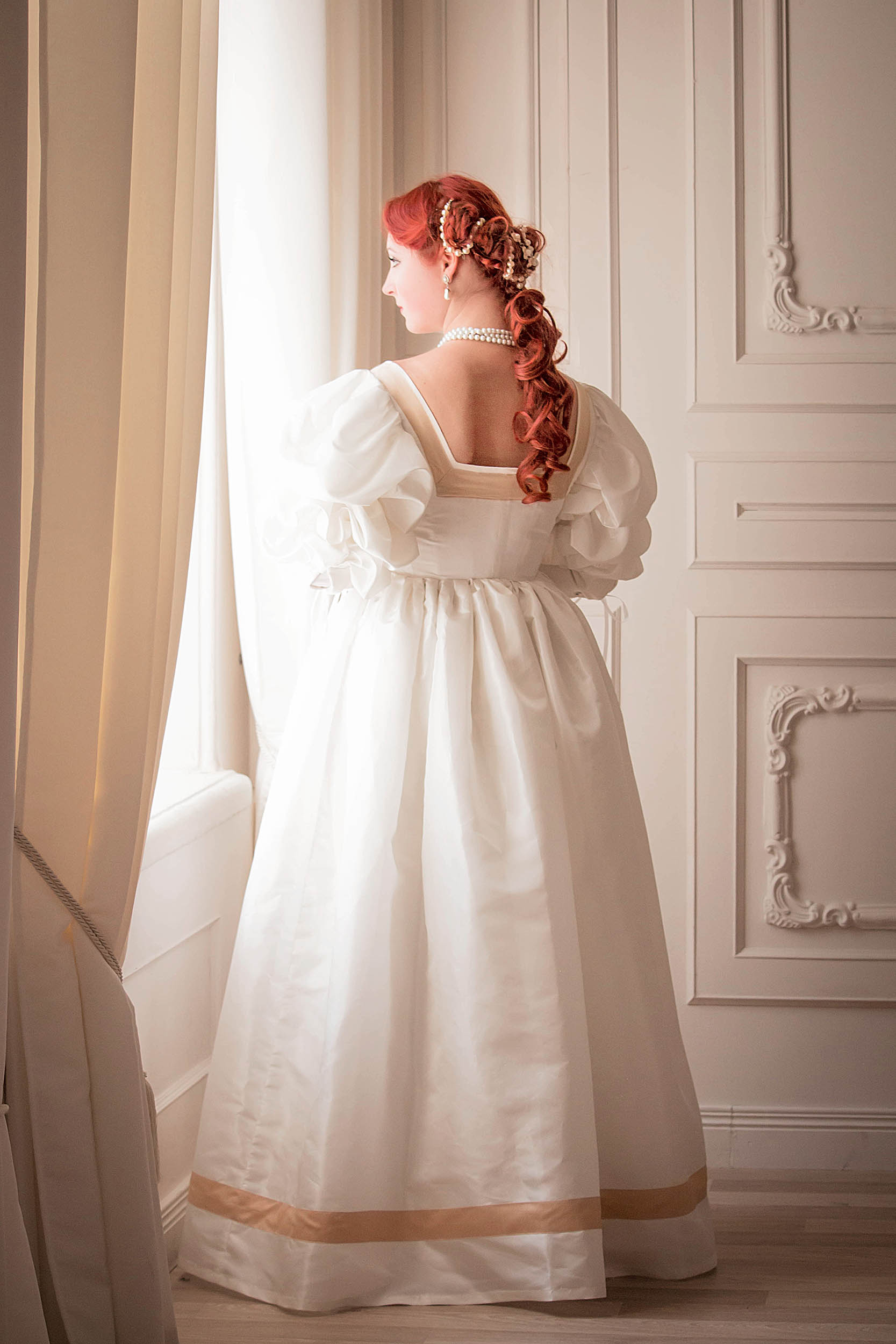 Renaissance Wedding Dress, 1500s White & Gold Renaissance Wedding Gown
