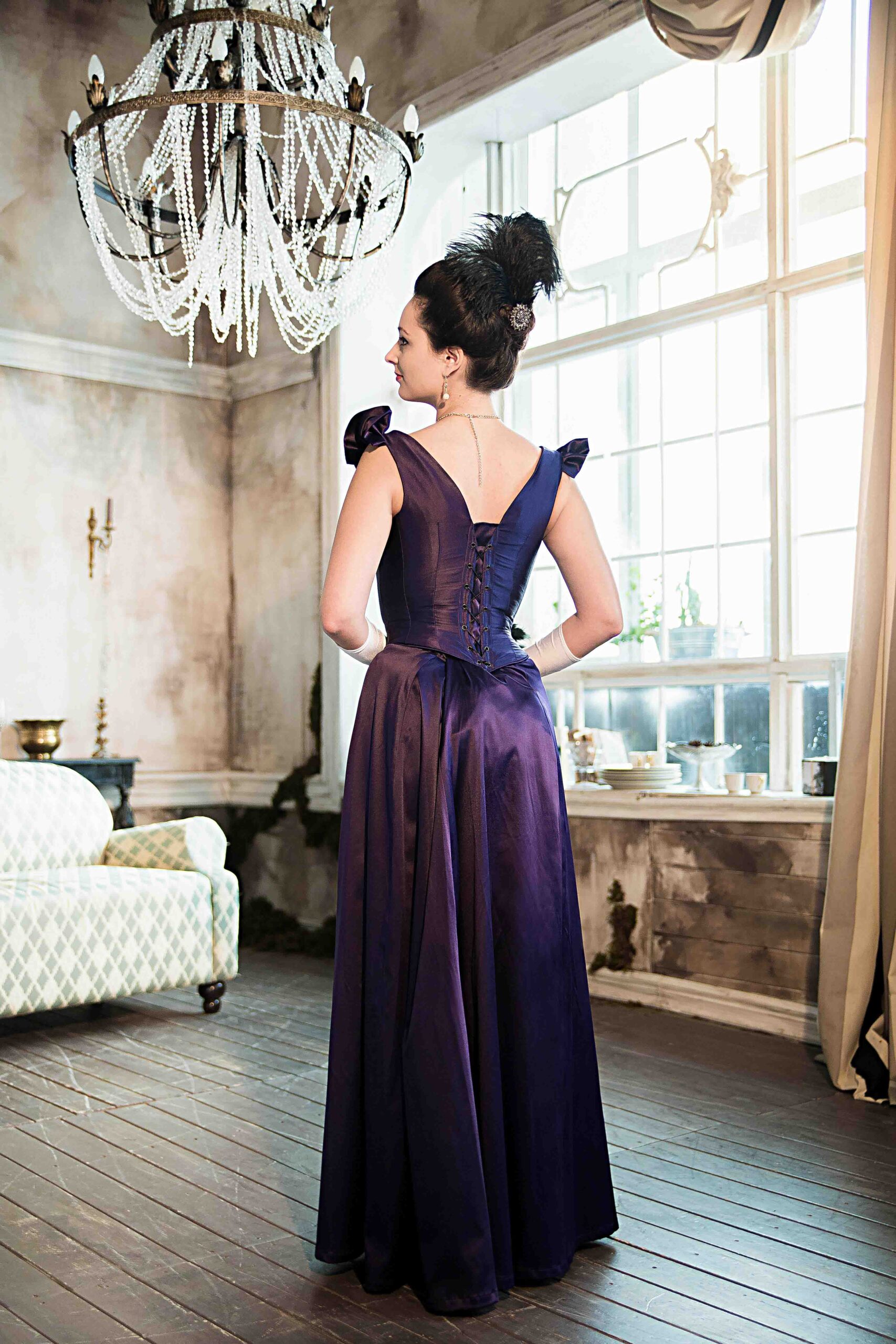 Purple 1890s Dress, Gothic Victorian Gown, Violet Belle Epoque Ballgown   Fiorentina Costuming