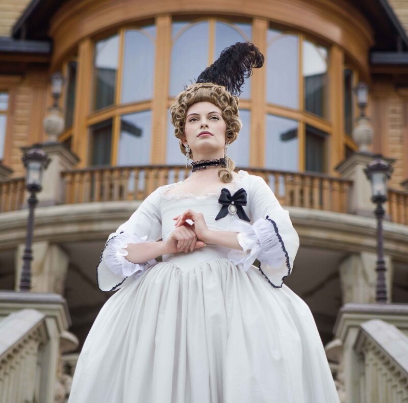 Grey and Black Rococo Dress, 18th Century Silver Gown, Georgian Wedding Dress - Image 10