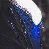 Edwardian 1890s Gown, Victorian Black and Blue Dress, Gothic Wedding Dress, Lace and Crystals Gown - Image 9
