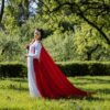 Red Renaissance Wedding Cape, Medieval One Size Cape, LARP Elvish Fantasy Cape - Image 9
