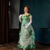Christmas Victorian Dress, 1880s Ivy Ballgown, Green Victorian Ivy Gown