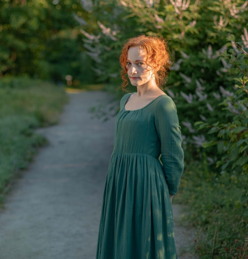 Sage Green Regency Dress, 1800s Napoleonic Walking Gown, Pride & Prejudice Dress - Image 8