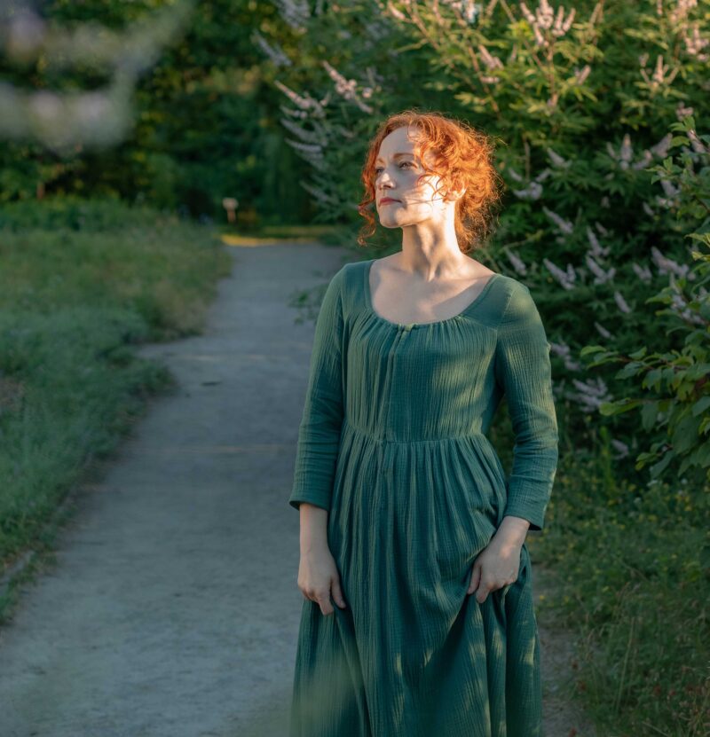 Sage Green Regency Dress, 1800s Napoleonic Walking Gown, Pride & Prejudice Dress - Image 4