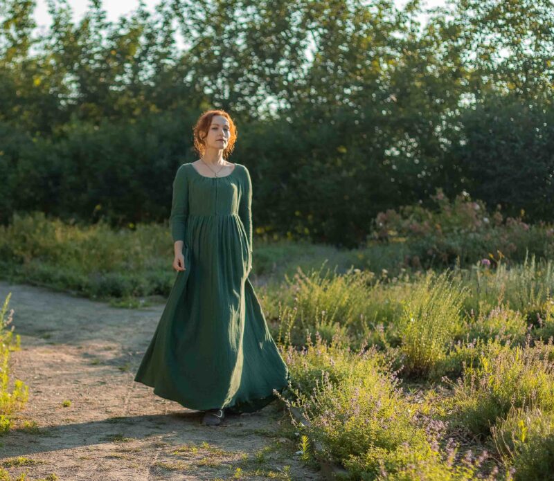 Sage Green Regency Dress, 1800s Napoleonic Walking Gown, Pride & Prejudice Dress - Image 6