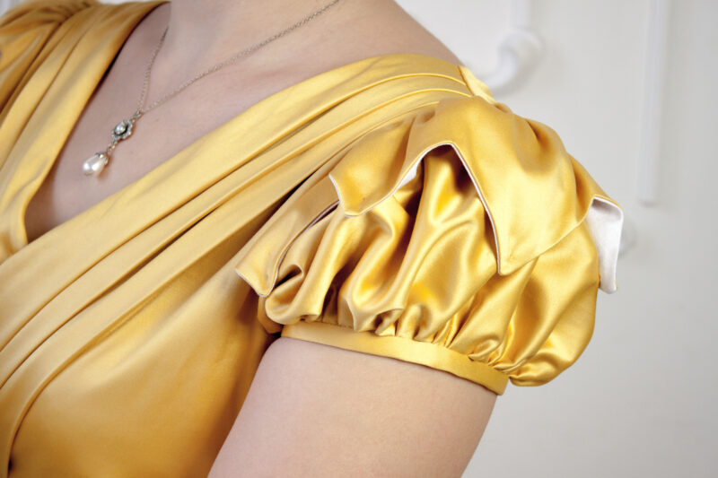 Yellow Regency Dress, 1800 Napoleonic Fashion Gown, Regency High Waistline Ballgown - Image 5