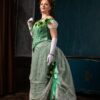 Christmas Victorian Dress, 1880s Ivy Ballgown, Green Victorian Ivy Gown - Image 3
