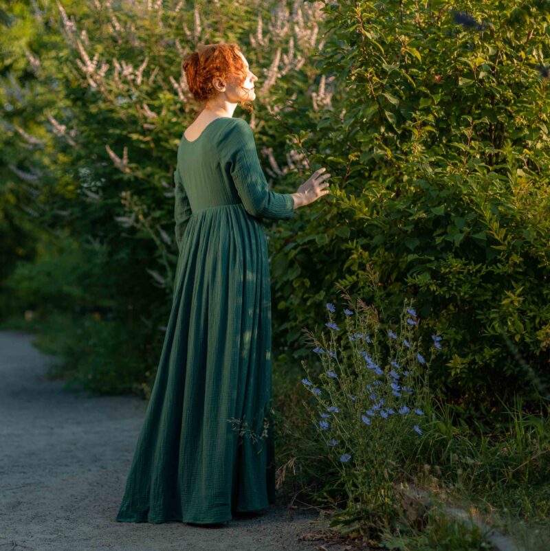 Sage Green Regency Dress, 1800s Napoleonic Walking Gown, Pride & Prejudice Dress - Image 7