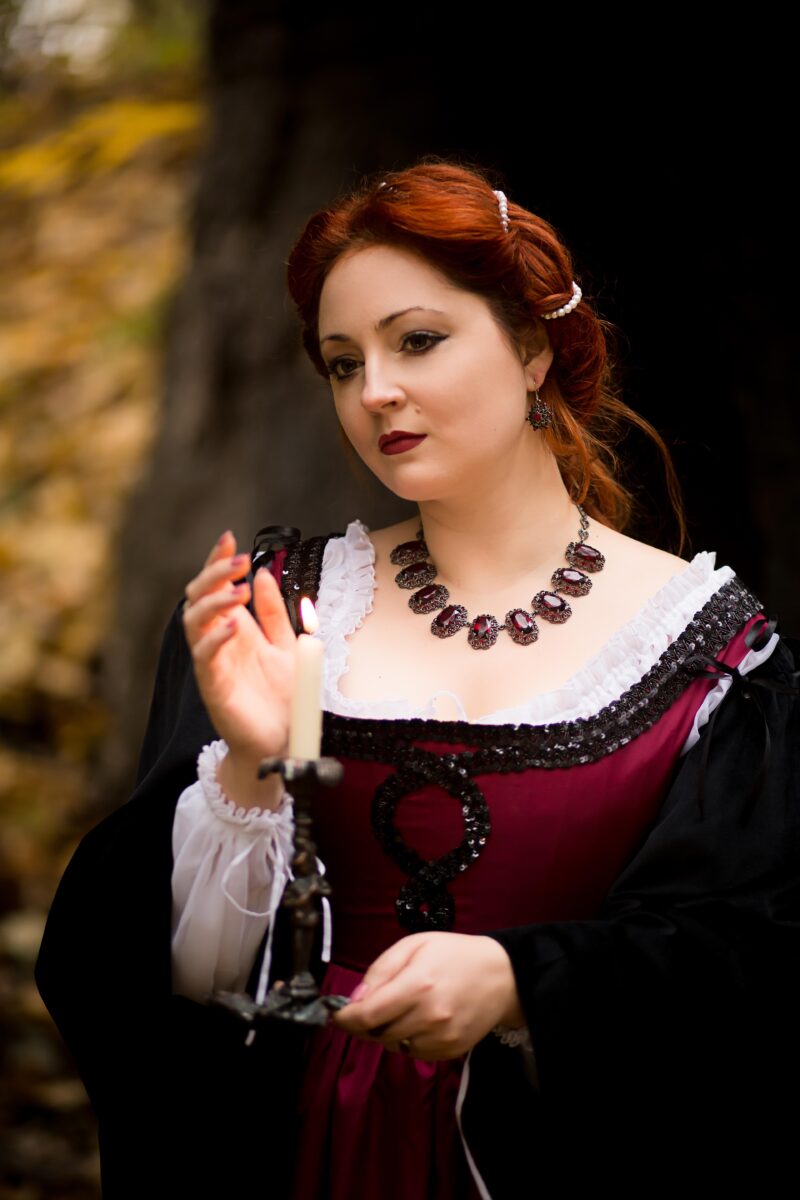 Dark Fantasy Renaissance Dress, Red and Black Renaissance Gown, Gothic Renaissance Gown, 1500s Renfaire Outfit - Image 10