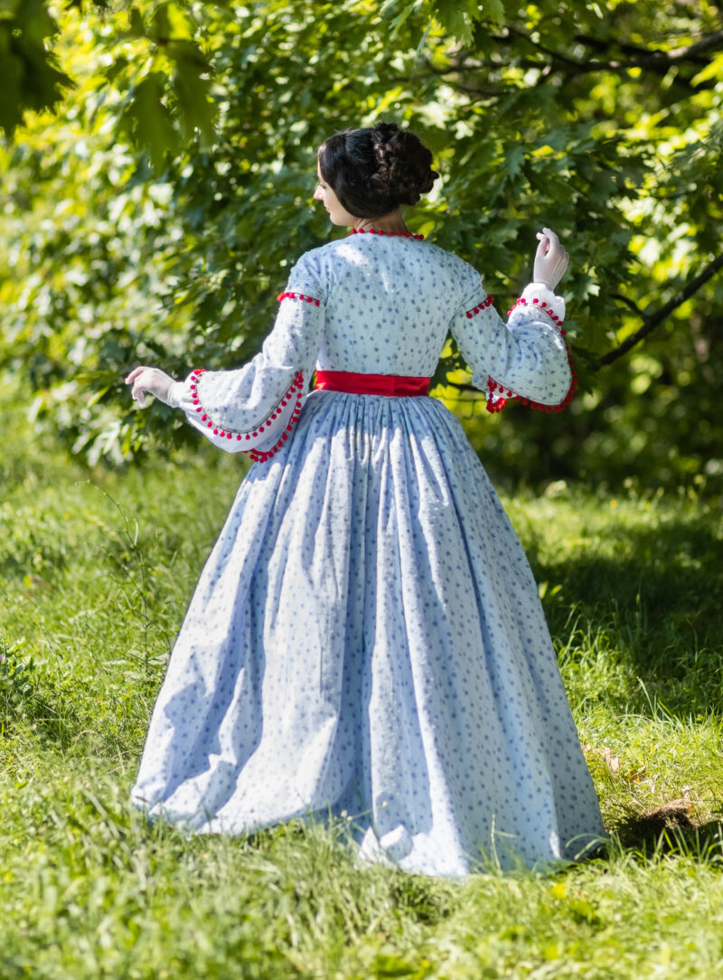 Victorian 1850s Gown, Gone With The Wind Historical Dress, 1860s Daydress, American Civil War Walking Gown