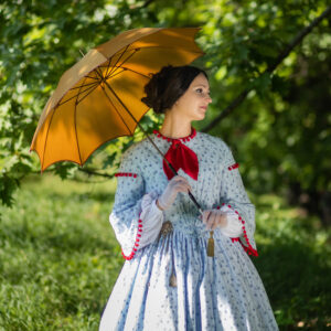 Victorian 1850s Gown, Gone With The Wind Historical Dress, 1860s Daydress, American Civil War Walking Gown