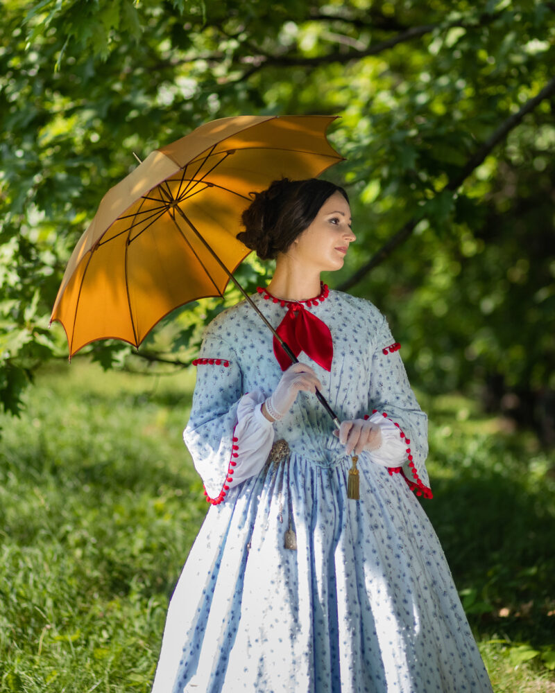 Victorian 1850s Gown, Gone With The Wind Historical Dress, 1860s Daydress, American Civil War Walking Gown
