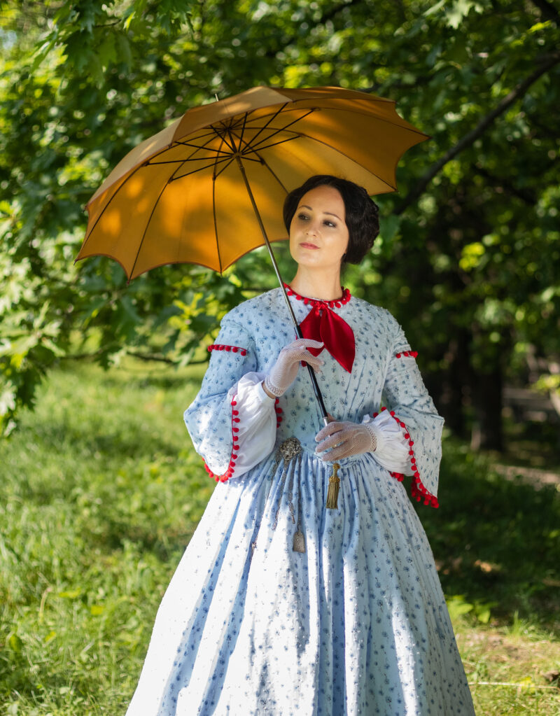 Victorian 1850s Gown, Gone With The Wind Historical Dress, 1860s Daydress, American Civil War Walking Gown