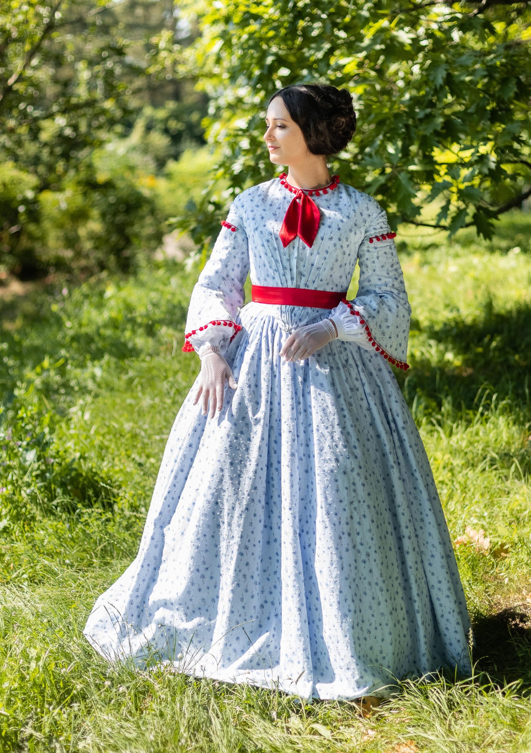 Victorian 1850s Gown, Gone With The Wind Historical Dress, 1860s Daydress, American Civil War Walking Gown