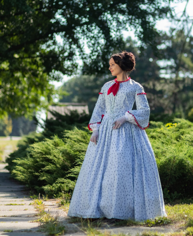 Victorian 1850s Gown, Gone With The Wind Historical Dress, 1860s Daydress, American Civil War Walking Gown