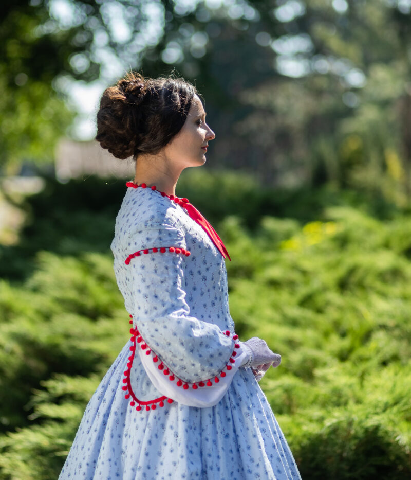 Victorian 1850s Gown, Gone With The Wind Historical Dress, 1860s Daydress, American Civil War Walking Gown