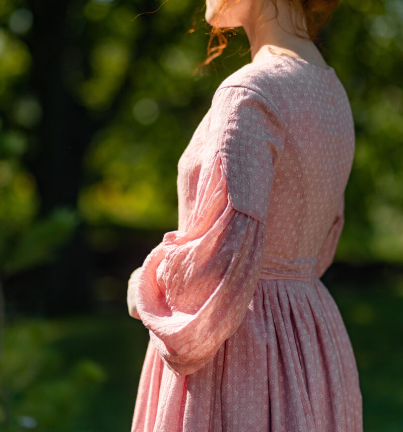 Jane Eyre Gown, 1840s Victorian Walking Dress, Rose Muslin Historical Gown