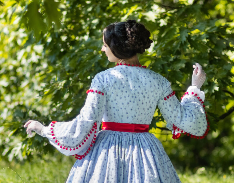 Victorian 1850s Gown, Gone With The Wind Historical Dress, 1860s Daydress, American Civil War Walking Gown