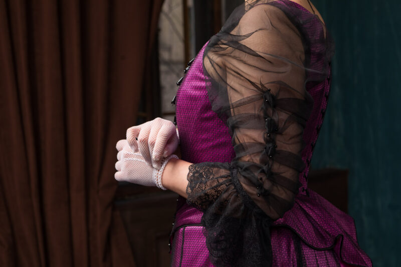 Belle Epoque Beaded Gown, 1890s Couture Victorian Dress, Gilded Age Pink and Black Ballgown