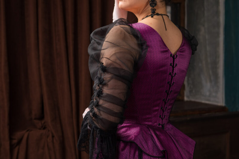 Belle Epoque Beaded Gown, 1890s Couture Victorian Dress, Gilded Age Pink and Black Ballgown