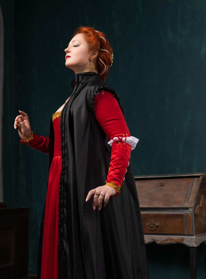 Black Renaissance Cloak, Lucretia Borgia Gown, 1500s Taffeta Coat, Renaissance Tudor Cape