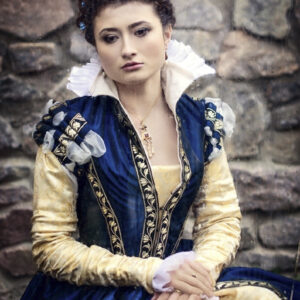 Dark Blue Taffeta Renaissance Dress, Renfaire Queen Attire, 16th Eleonora di Toledo Gown