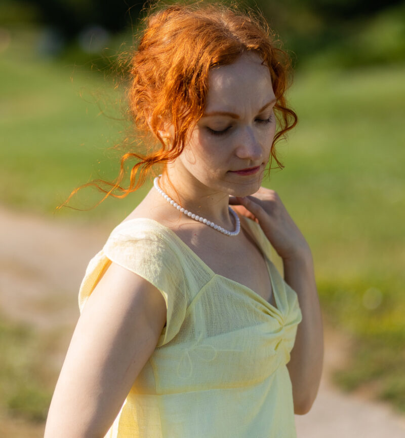 Cotton Muslin Regency Dress, Pale Yellow 1800s Gown, Jane Austen Pale Lemon Outfit - Image 6