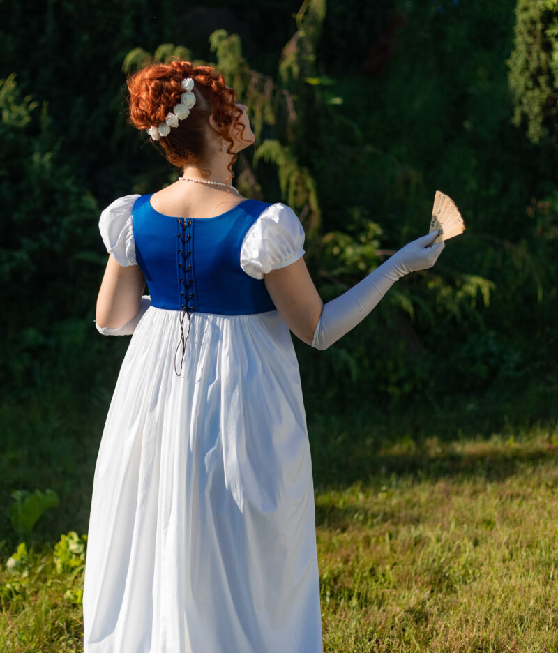 Blue Regency Bodice, 1800s Napoleonic Corselete, Regency Stays Substitute - Image 5