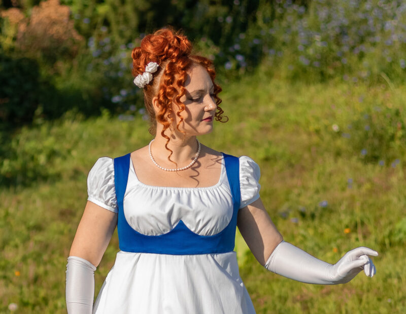 Blue Regency Bodice, 1800s Napoleonic Corselete, Regency Stays Substitute