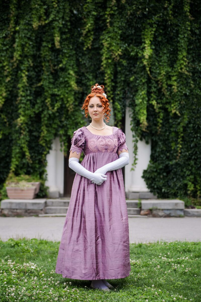 Dark Rose Silk Regency Dress, 1820s Silk Gown - Image 2
