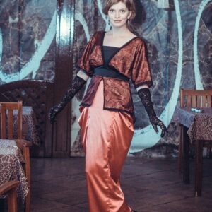 Edwardian Orange and Black Dress, Titanic Era Gown, 1910s Costume