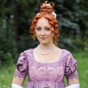 Dark Rose Silk Regency Dress, 1820s Silk Gown