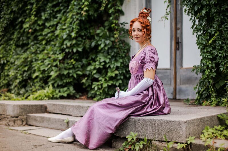 Dark Rose Silk Regency Dress, 1820s Silk Gown - Image 5