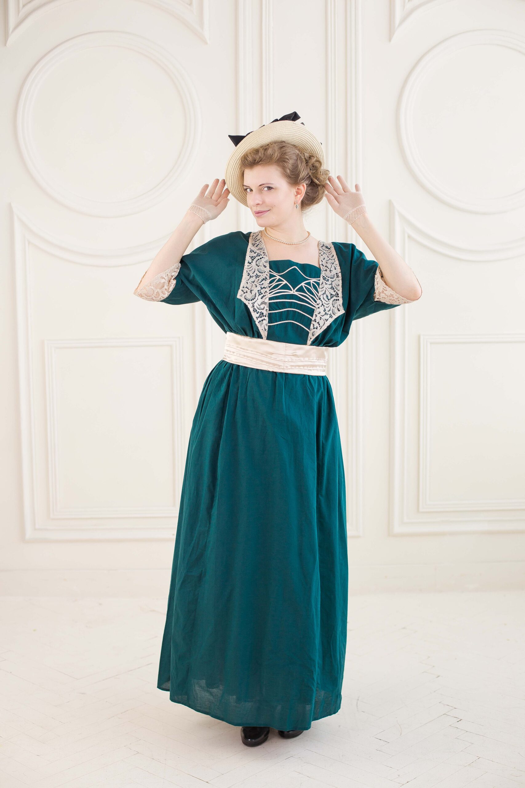 Bottle Green Edwardian Dress, 1910 Titanic Gown